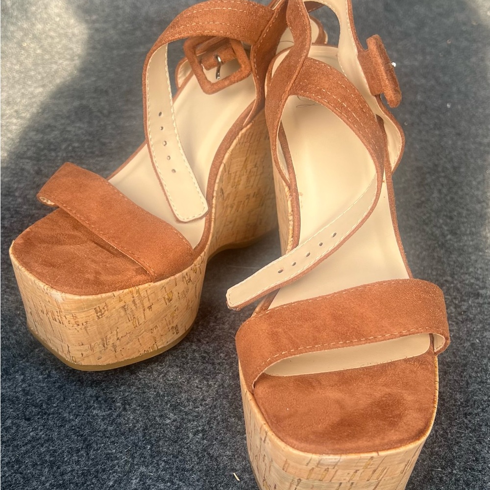 Brown Suede Platform Sandals